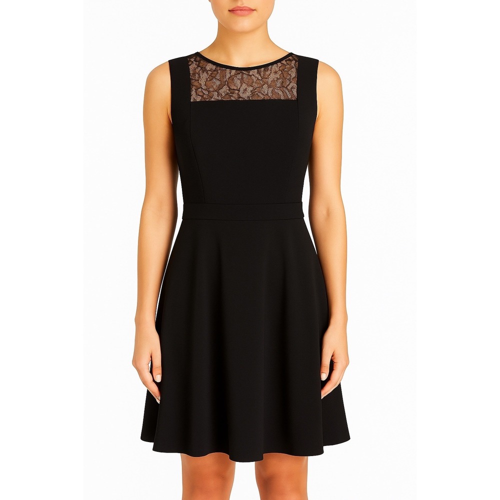 BCBG Black Lace Fit And Flare Mini Dress 6 Flirty Cocktail Holiday Date Y2k